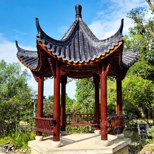 貴州戶外六角防腐木涼亭