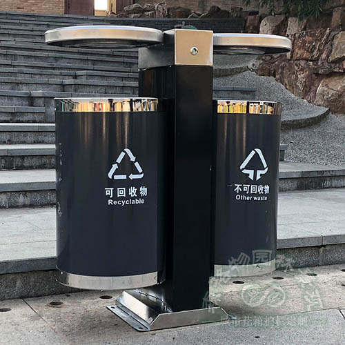 貴州圓形不銹鋼雙桶垃圾箱