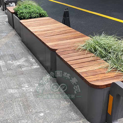 不銹鋼防腐木花箱座椅