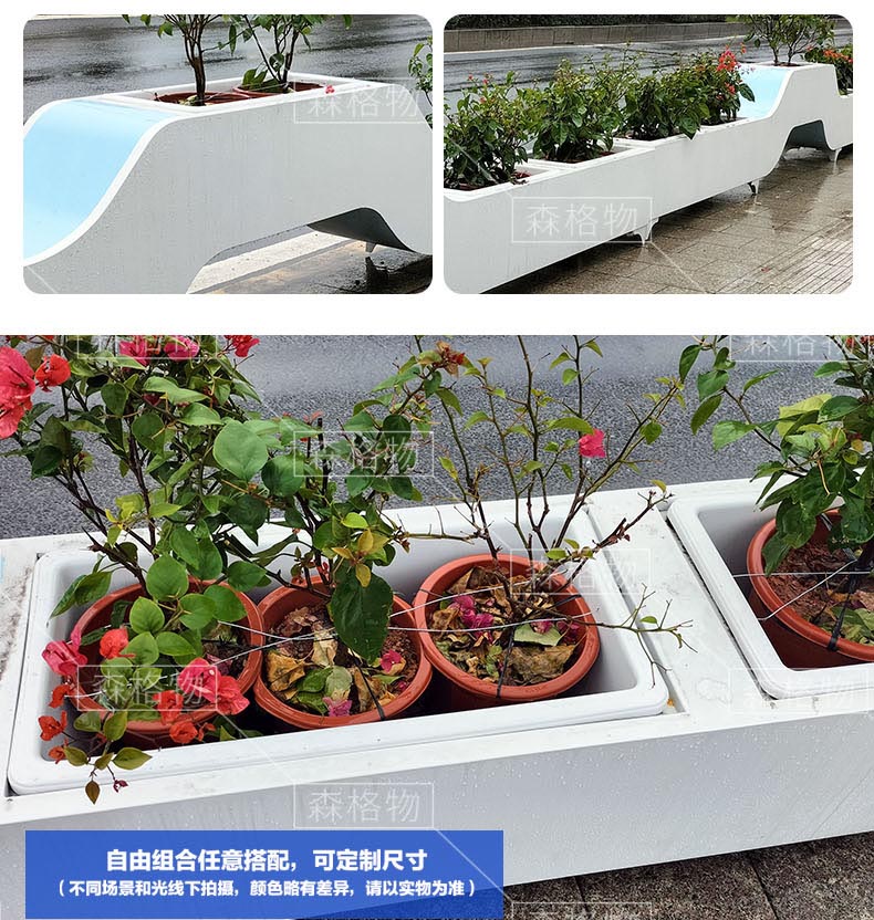 戶(hù)外大型拱橋長(zhǎng)方形不銹鋼花箱