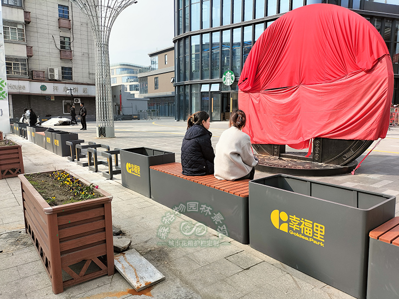 廣東打造商業街車擋護欄·花箱·坐凳組合：一區多能，激活活力！